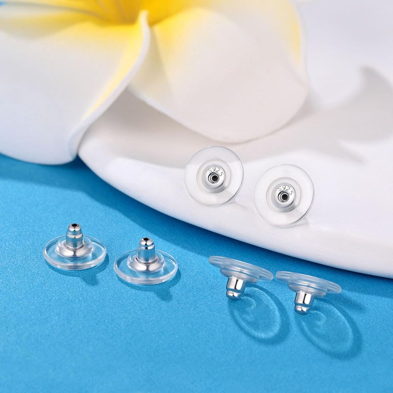 Moconar 12mm Big Sterling Silver Locking Earring Backs for Studs - Hypoallergenic, Secure Replacements for Heavy Ears - No-Irritate, Adult-Sized - Image 3